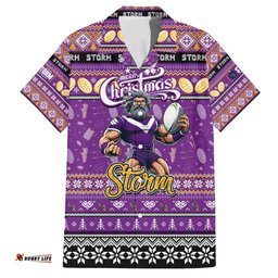 Personalized Storm Rugby Xmas Hawaiian Shirt Australia NRL Mascot