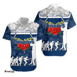 North Queensland Cowboys ANZAC Day Camo Hawaiian Shirt