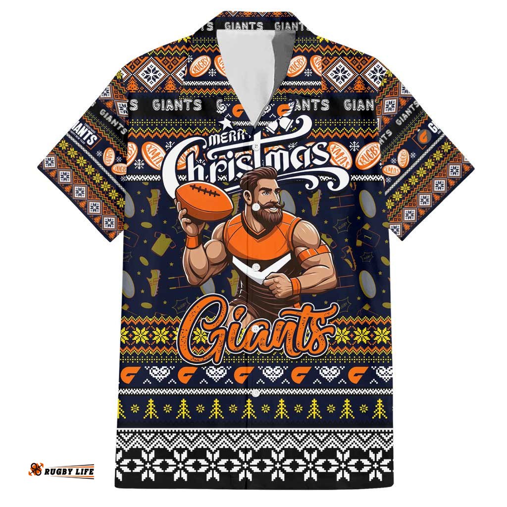Personalized Giants Football Xmas Hawaiian Shirt Australia AFL Mascot