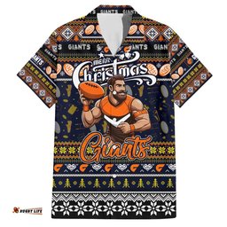 Personalized Giants Football Xmas Hawaiian Shirt Australia AFL Mascot