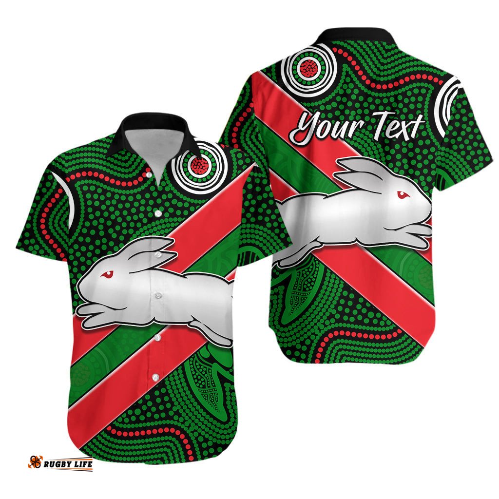 Custom Personalised Rabbitohs Indigenous Hawaiian Shirt Version 01 Brave