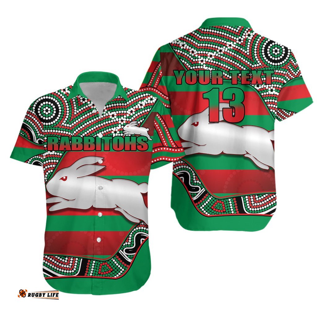 Custom Personalised Rabbitohs Hawaiian Shirt Rugby South Sydney Indigenous Charming Custom Text and Number