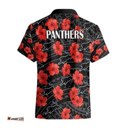 Panthers Rugby Hawaiian Shirt Polynesian Style With Hibiscus