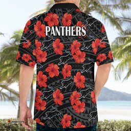 Panthers Rugby Hawaiian Shirt Polynesian Style With Hibiscus