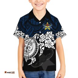 Custom Cowboys Rugby Hawaiian Shirt Hibiscus and Turtle With Polynesian Pattern