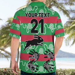 Custom Text And Number Rabbitohs Rugby Premiers Hawaiian Shirt Go The Bunnies Aboriginal Dots