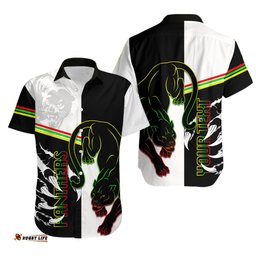 Custom Personalised Panthers Hawaiian Shirt Claws Half Black White Style