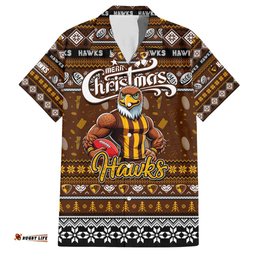 Personalized Hawks Football Xmas Hawaiian Shirt Australia AFL Mascot
