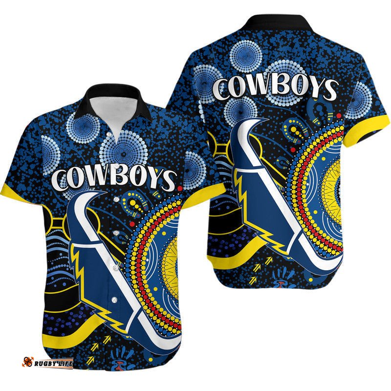 Cowboys Rugby Hawaiian Shirt Aboriginal Dots Version