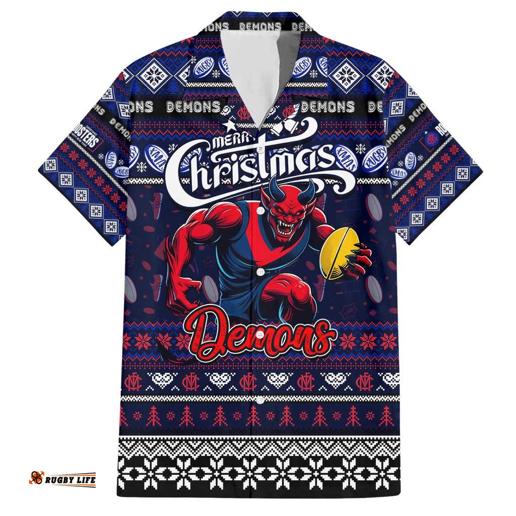 Personalized Demons Football Xmas Hawaiian Shirt Australia AFL Mascot