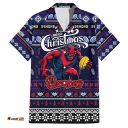 Personalized Demons Football Xmas Hawaiian Shirt Australia AFL Mascot