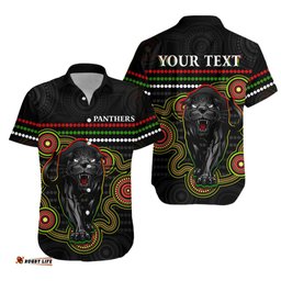 Custom Personalised Panthers Indigenous Hawaiian Shirt Version Black Alternate