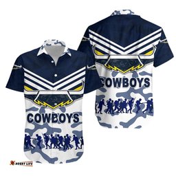 North Queensland Cowboys Hawaiian Shirt ANZAC Day Camouflage Vibes White