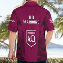 QLD Rugby Hawaiian Shirt Go Maroons Camouflage Sporty Style