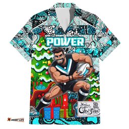 Custom Power Football Merry Christmas Hawaiian Shirt Indigenous Australian Art
