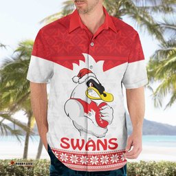 AFL Sydney Christmas Personalised Hawaiian Shirt with Swans Mascot Simple Style