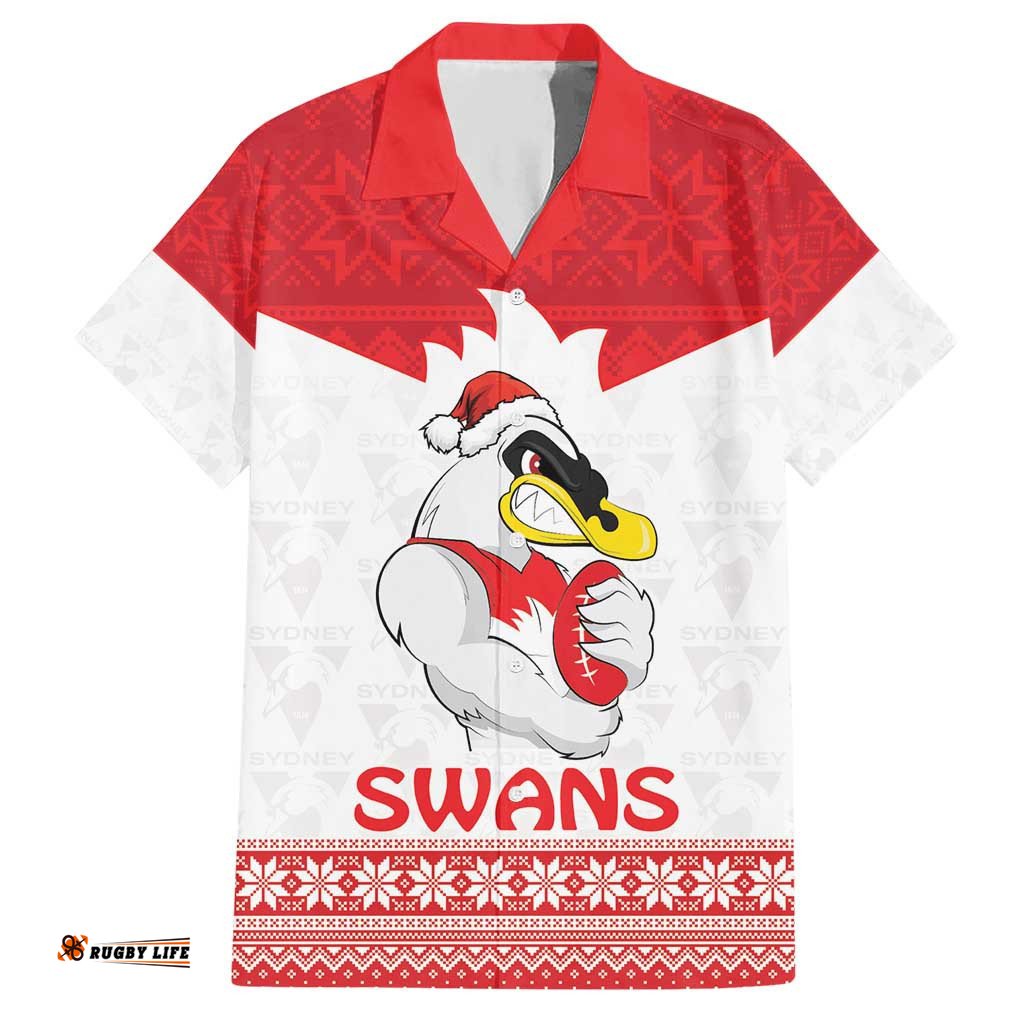 AFL Sydney Christmas Personalised Hawaiian Shirt with Swans Mascot Simple Style