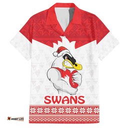 AFL Sydney Christmas Personalised Hawaiian Shirt with Swans Mascot Simple Style