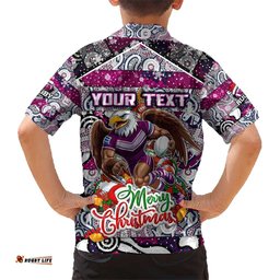 Custom Sea Eagles Rugby Merry Christmas Hawaiian Shirt Indigenous Australian Art