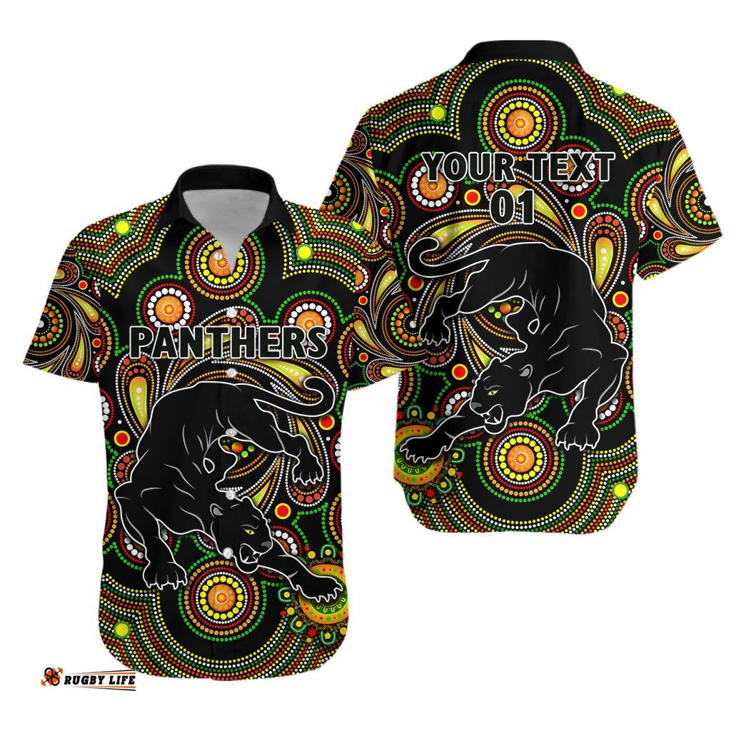 Custom Personalised Penrith Hawaiian Shirt Panthers Indigenous Vibes, Custom Text And Number