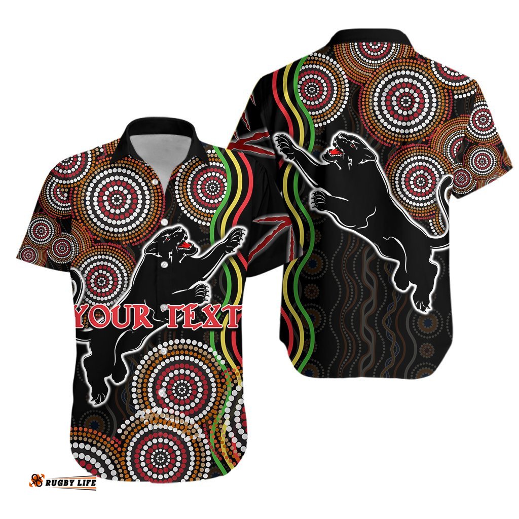 Custom Personalised Panthers Black Hawaiian Shirt Indigenous Penrith Version
