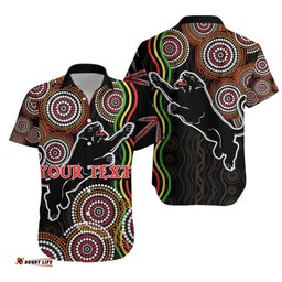 Custom Personalised Panthers Black Hawaiian Shirt Indigenous Penrith Version
