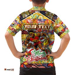 Custom Suns Football Merry Christmas Hawaiian Shirt Indigenous Australian Art