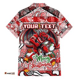 Custom Dragons Rugby Merry Christmas Hawaiian Shirt Indigenous Australian Art