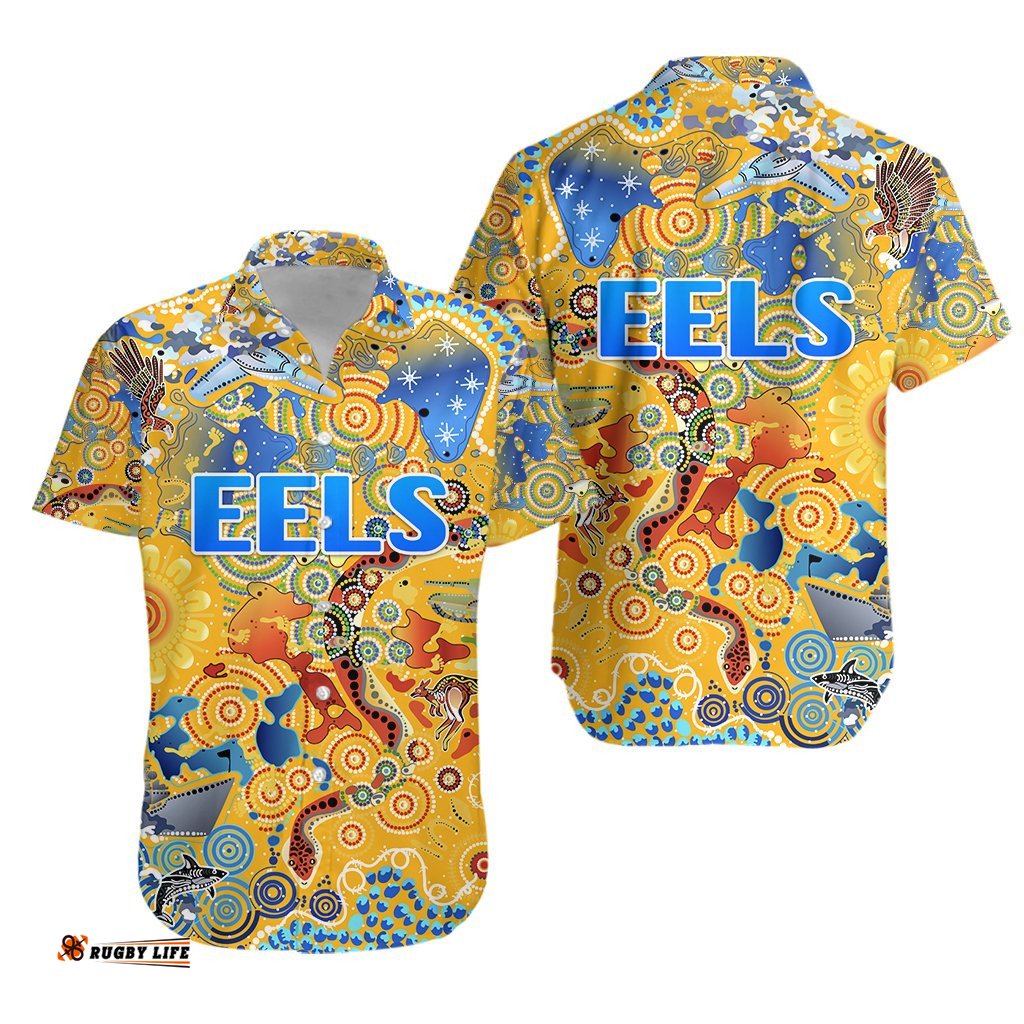 Parramatta Hawaiian Shirt Eels Indigenous NAIDOC Vibes Gold