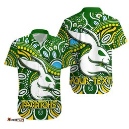Custom Personalised Rabbitohs Hawaiian Shirt Rabbitohs Aboriginal Dreamtime Style