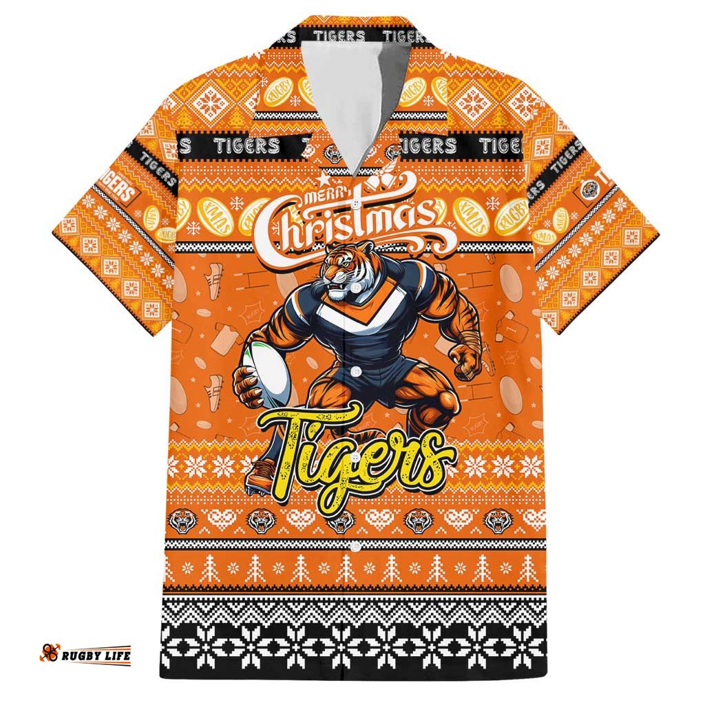 Personalized Tigers Rugby Xmas Hawaiian Shirt Australia NRL Mascot