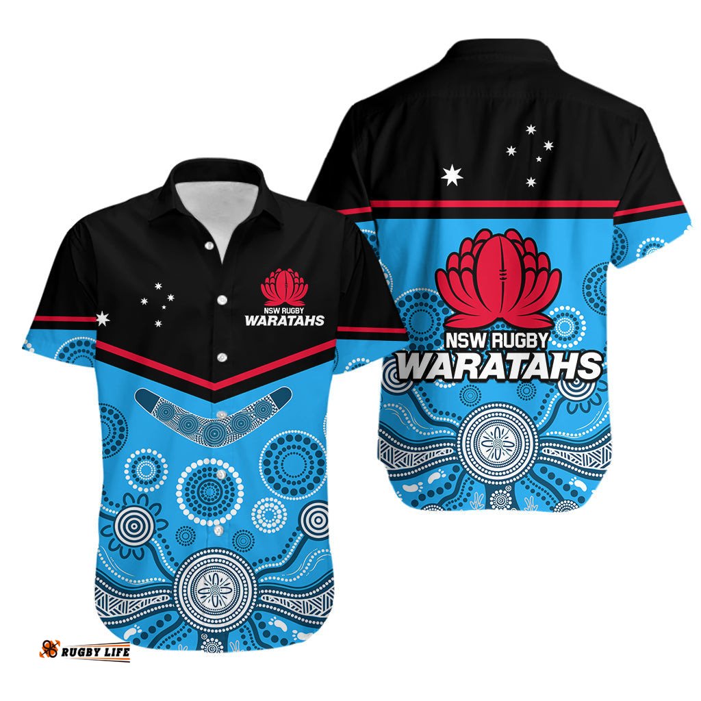 Waratahs Super Rugby Hawaiian Shirt NSW Tahs Indigenous Art