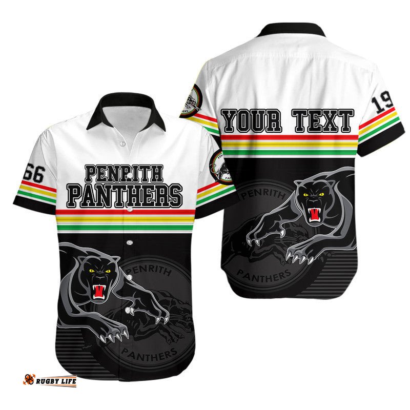 Custom Personalised Penrith Panthers Retro 1966 Hawaiian Shirt White