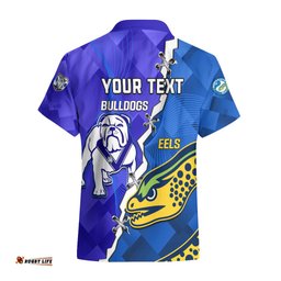 Personalised Bulldogs Mix Parramatta Eels Rugby Hawaiian Shirt Sporty Version