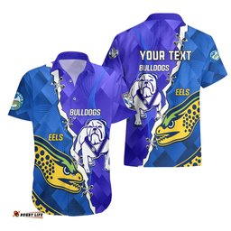 Personalised Bulldogs Mix Parramatta Eels Rugby Hawaiian Shirt Sporty Version