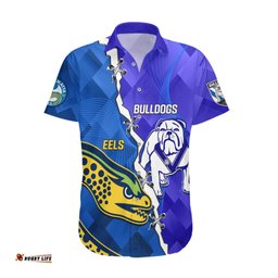 Personalised Bulldogs Mix Parramatta Eels Rugby Hawaiian Shirt Sporty Version