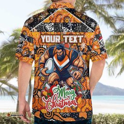 Custom Giants Football Merry Christmas Hawaiian Shirt Indigenous Australian Art