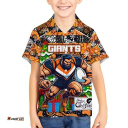 Custom Giants Football Merry Christmas Hawaiian Shirt Indigenous Australian Art