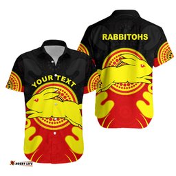 Custom Personalised Rabbitohs Indigenous Hawaiian Shirt Style Aboriginal Flag