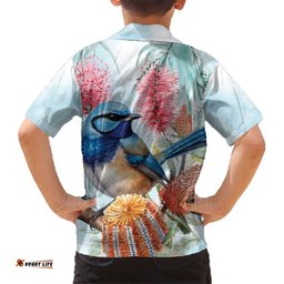 Splendid Fairywren Australia Hawaiian Shirt Aussie National Flowers Watercolor Style