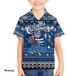 Personalized Cats Football Xmas Hawaiian Shirt Australia AFL Mascot
