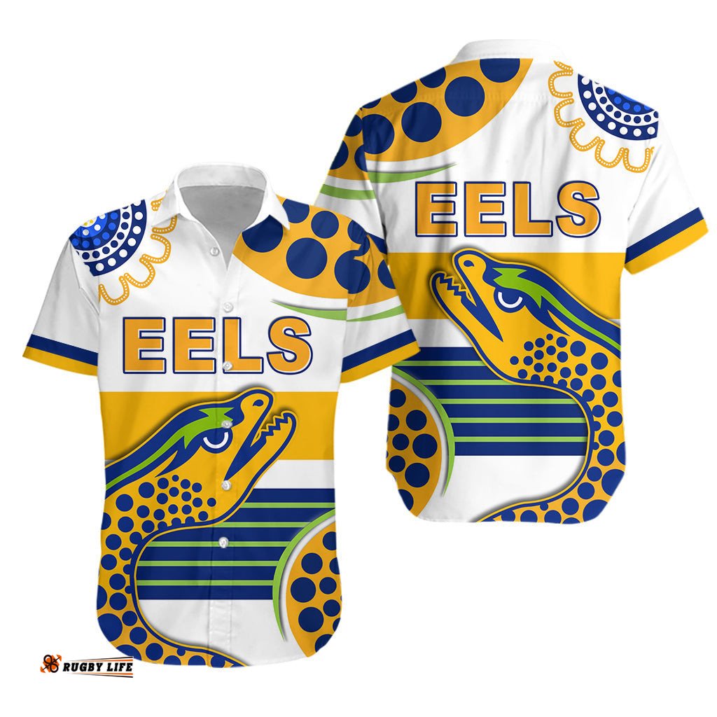 Eels Indigenous Hawaiian Shirt Parramatta Version White
