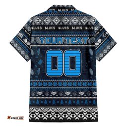 Personalized Blues Football Xmas Hawaiian Shirt Australia AFL Mascot
