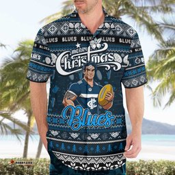Personalized Blues Football Xmas Hawaiian Shirt Australia AFL Mascot