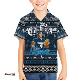Personalized Blues Football Xmas Hawaiian Shirt Australia AFL Mascot