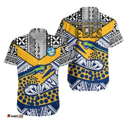 Eels Rugby Hawaiian Shirt Polynesian Tapa Pattern Premiers