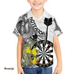 Personalised New Zealand Darts Hawaiian Shirt Kowhai Floral with Maori Tattoo