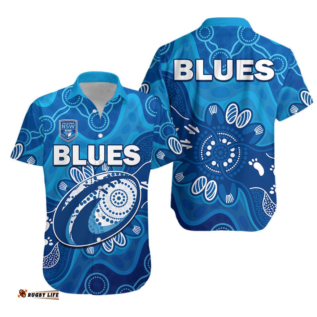 NSW Blues Hawaiian Shirt New South Wales Aboriginal Art