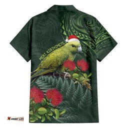 Meri Kirihimete Kakapo Hawaiian Shirt Green Silver Fern Christmas Vibe