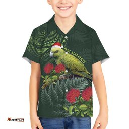 Meri Kirihimete Kakapo Hawaiian Shirt Green Silver Fern Christmas Vibe